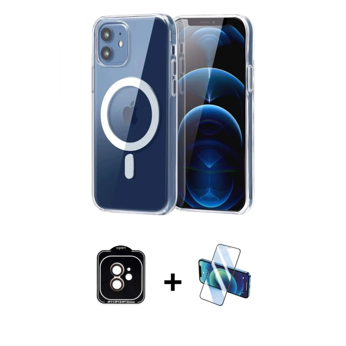 MARSİLYAN™- iPhone 11 Kılıf Ahenk Minimal Serisi - Siyah 3D Antistatik Seramik Nano Ekran Koruyucu + PVD Metal Kamera Lens - TU
