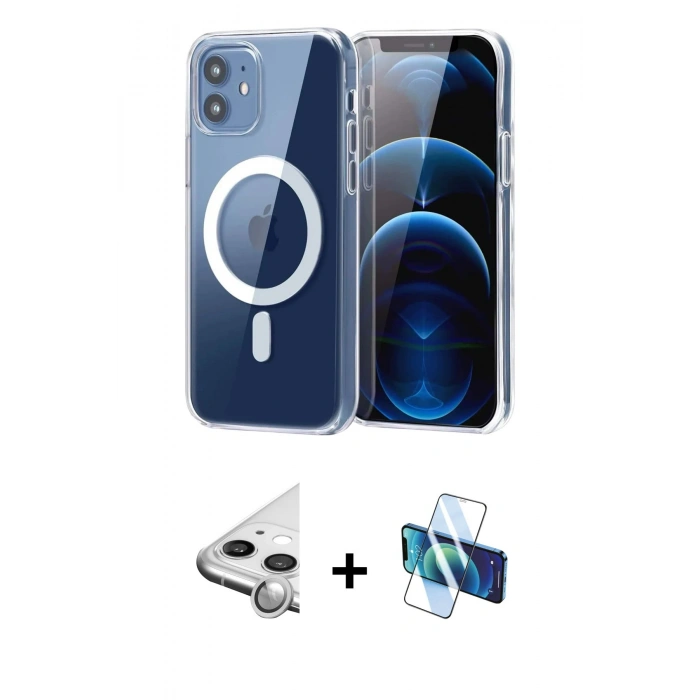 MARSİLYAN™- iPhone 11 Kılıf Ahenk Minimal Serisi - Siyah 3D Antistatik Seramik Nano Ekran Koruyucu + Raze Metal Kamera Lens - GS