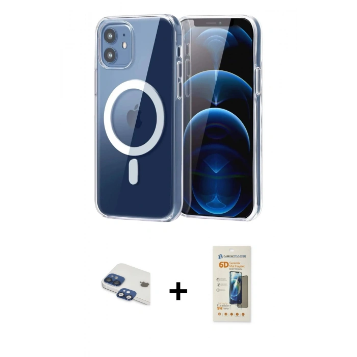 MARSİLYAN™- iPhone 11 Kılıf Ahenk Minimal Serisi - Siyah 6D Mat Seramik Hayalet Nano Ekran Koruyucu + Pers Alüminyum Kamera Lens - LT