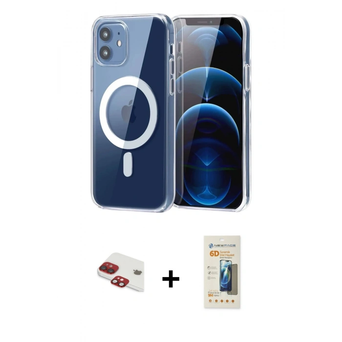 MARSİLYAN™- iPhone 11 Kılıf Ahenk Minimal Serisi - Siyah 6D Mat Seramik Hayalet Nano Ekran Koruyucu + Pers Alüminyum Kamera Lens - KI