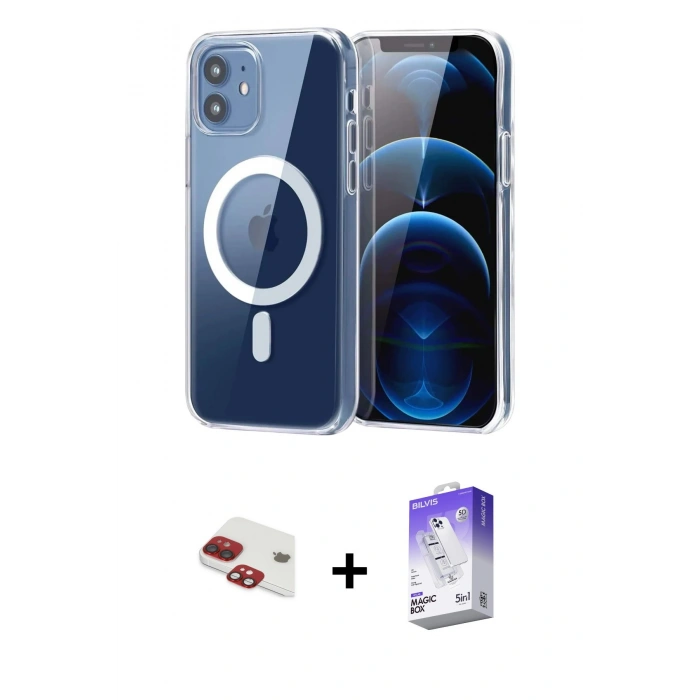 MARSİLYAN™- iPhone 11 Kılıf Ahenk Minimal Serisi - Siyah Bilvis 5in1 3D Magic Cam Ekran Koruyucu + Pers Alüminyum Kamera Lens - KI