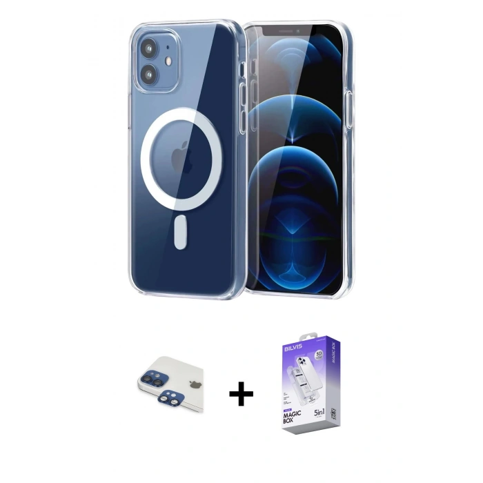 MARSİLYAN™- iPhone 11 Kılıf Ahenk Minimal Serisi - Siyah Bilvis 5in1 3D Magic Cam Ekran Koruyucu + Pers Alüminyum Kamera Lens - LT