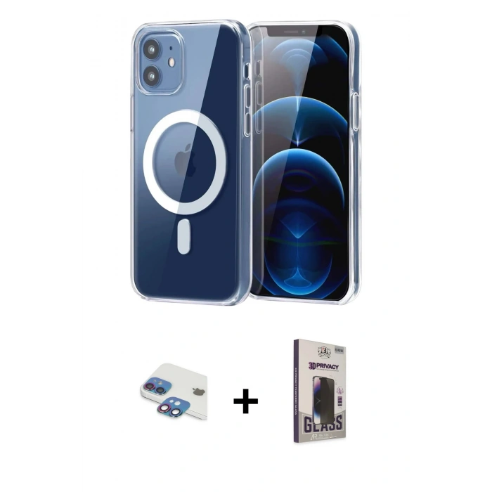 MARSİLYAN™- iPhone 11 Kılıf Ahenk Minimal Serisi - Siyah Bilvis Hayalet Cam Ekran Koruyucu + Pers Alüminyum Kamera Lens - GI