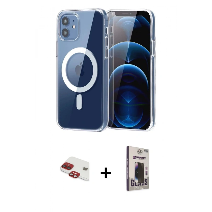 MARSİLYAN™- iPhone 11 Kılıf Ahenk Minimal Serisi - Siyah Bilvis Hayalet Cam Ekran Koruyucu + Pers Alüminyum Kamera Lens - KI