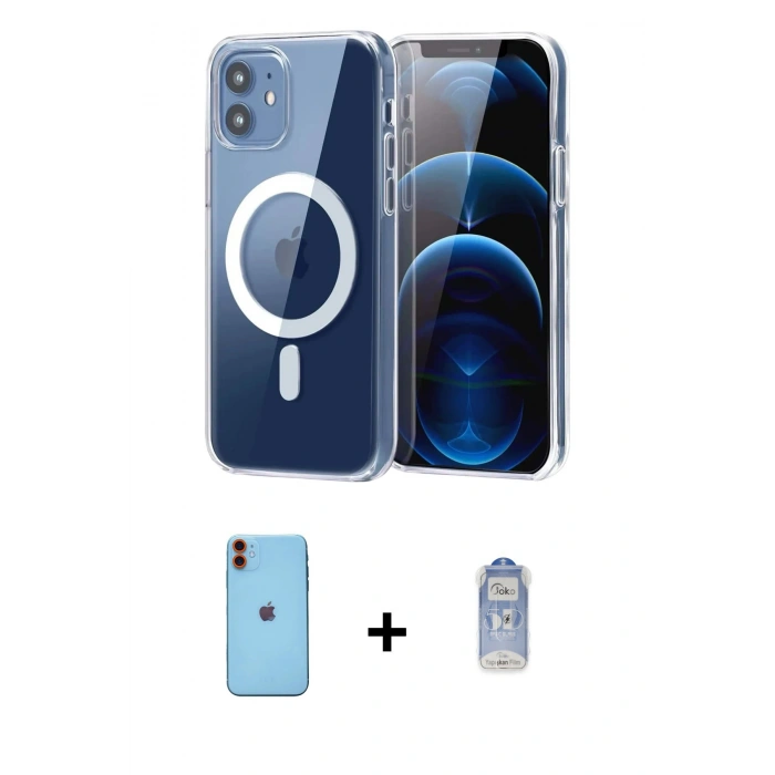 MARSİLYAN™- iPhone 11 Kılıf Ahenk Minimal Serisi - Siyah Joko Magic 5D Cam + Neon Fosforlu Kamera Lens - TU