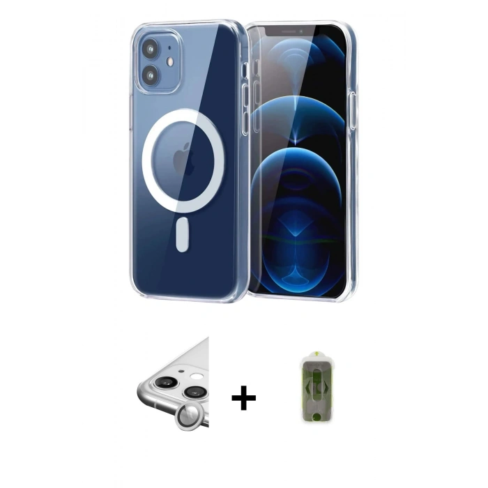 MARSİLYAN™- iPhone 11 Kılıf Ahenk Minimal Serisi - Siyah Joko Magic 5D Hayalet Cam + Raze Metal Kamera Lens - GS