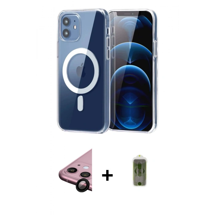 MARSİLYAN™- iPhone 11 Kılıf Ahenk Minimal Serisi - Siyah Joko Magic 5D Hayalet Cam + Raze Metal Kamera Lens - SH