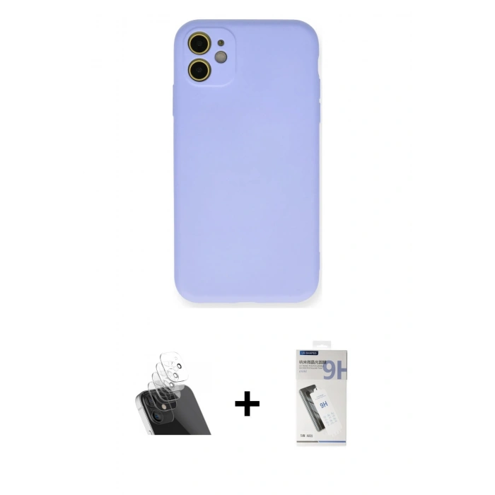 MARSİLYAN™- iPhone 11 Kılıf Ahenk Serisi - Şeffaf Uv Polymer Nano Ekran Koruyucu + Kamera Lens Koruma Cam - SF