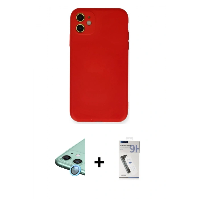 MARSİLYAN™- iPhone 11 Kılıf Ahenk Serisi - Şeffaf Uv Polymer Nano Ekran Koruyucu + Raze Metal Kamera Lens - MI