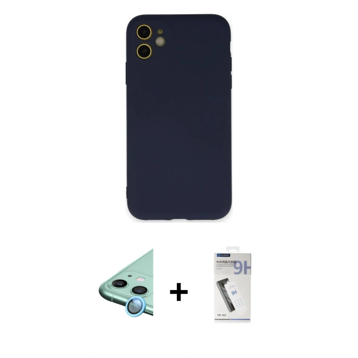 MARSİLYAN™- iPhone 11 Kılıf Ahenk Serisi - Şeffaf Uv Polymer Nano Ekran Koruyucu + Raze Metal Kamera Lens - MI