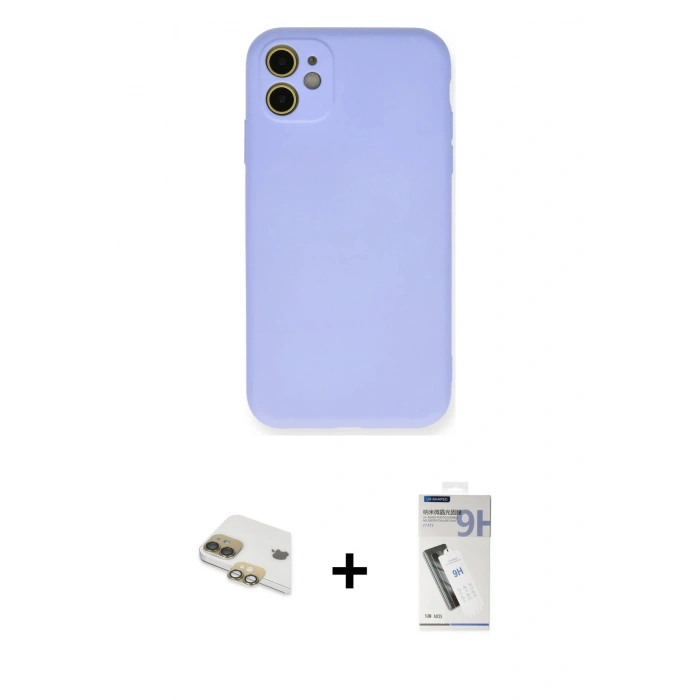 MARSİLYAN™- iPhone 11 Kılıf Ahenk Serisi - Şeffaf Uv Polymer Nano Ekran Koruyucu + Pers Alüminyum Kamera Lens - GD