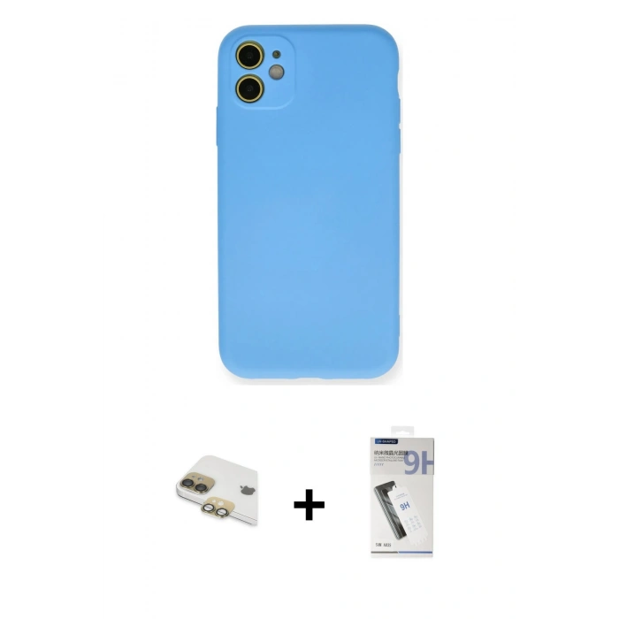 MARSİLYAN™- iPhone 11 Kılıf Ahenk Serisi - Şeffaf Uv Polymer Nano Ekran Koruyucu + Pers Alüminyum Kamera Lens - GD