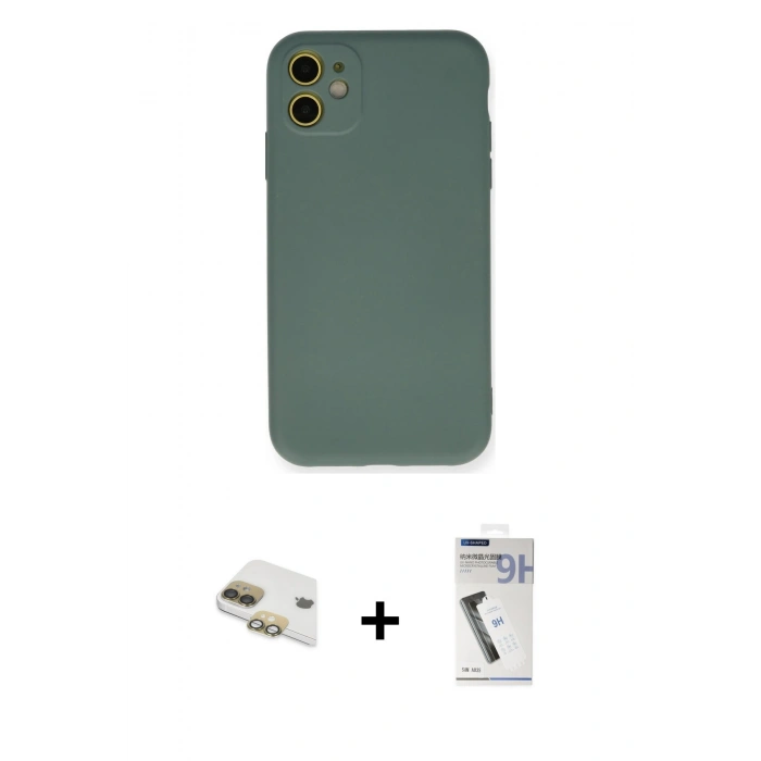 MARSİLYAN™- iPhone 11 Kılıf Ahenk Serisi - Şeffaf Uv Polymer Nano Ekran Koruyucu + Pers Alüminyum Kamera Lens - GD