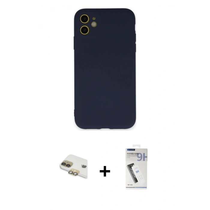 MARSİLYAN™- iPhone 11 Kılıf Ahenk Serisi - Şeffaf Uv Polymer Nano Ekran Koruyucu + Pers Alüminyum Kamera Lens - GD