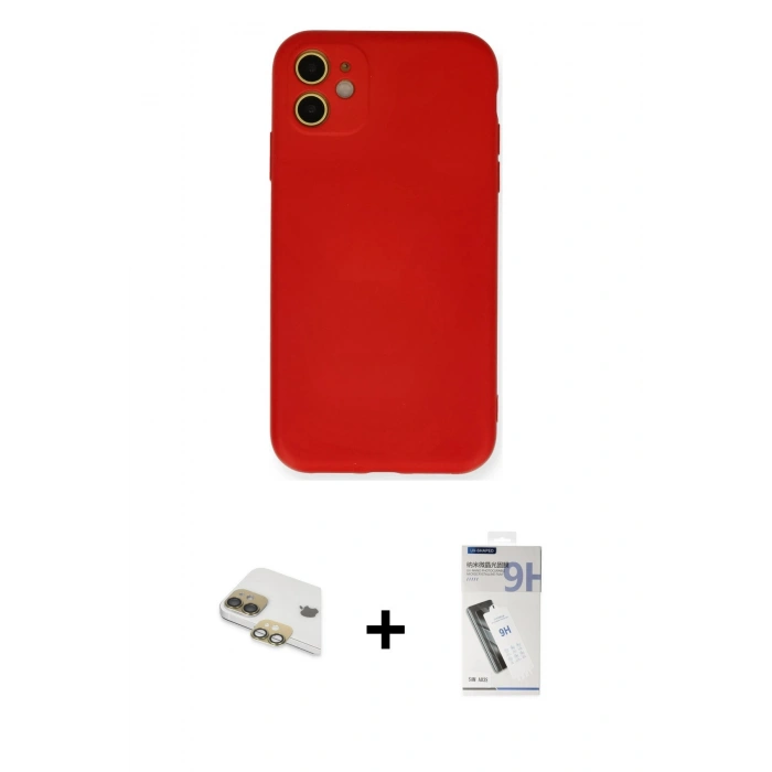 MARSİLYAN™- iPhone 11 Kılıf Ahenk Serisi - Şeffaf Uv Polymer Nano Ekran Koruyucu + Pers Alüminyum Kamera Lens - GD