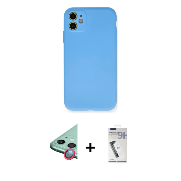 MARSİLYAN™- iPhone 11 Kılıf Ahenk Serisi - Şeffaf Uv Polymer Nano Ekran Koruyucu + Raze Metal Kamera Lens - KI
