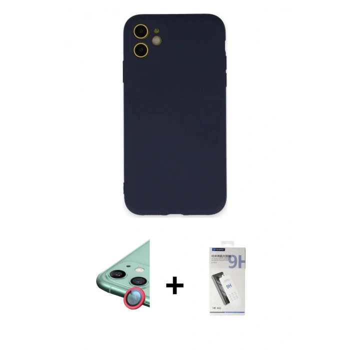 MARSİLYAN™- iPhone 11 Kılıf Ahenk Serisi - Şeffaf Uv Polymer Nano Ekran Koruyucu + Raze Metal Kamera Lens - KI