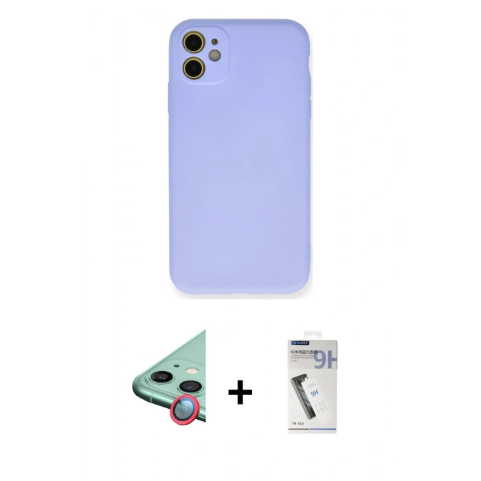 MARSİLYAN™- iPhone 11 Kılıf Ahenk Serisi - Şeffaf Uv Polymer Nano Ekran Koruyucu + Raze Metal Kamera Lens - KI