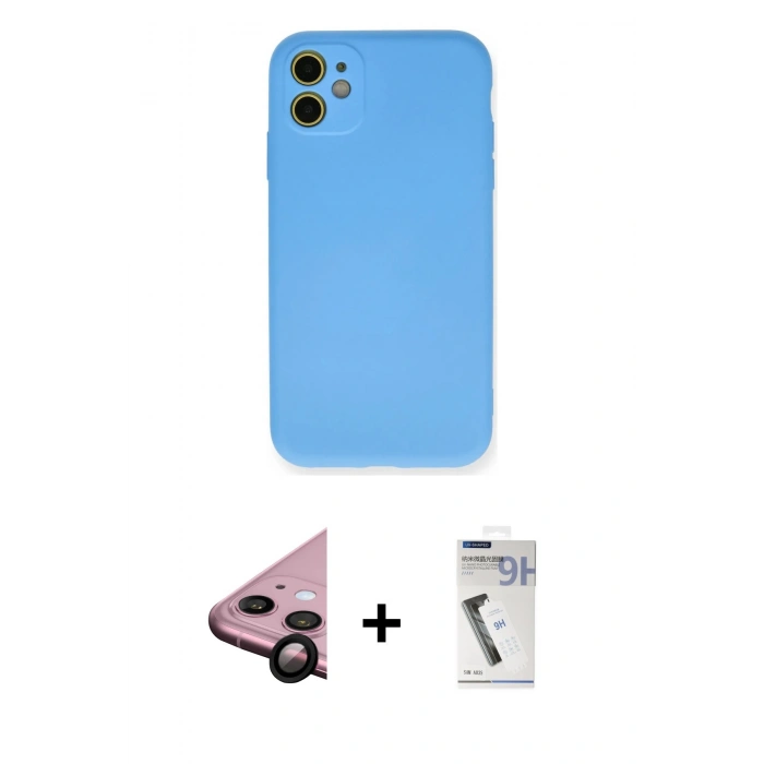 MARSİLYAN™- iPhone 11 Kılıf Ahenk Serisi - Şeffaf Uv Polymer Nano Ekran Koruyucu + Raze Metal Kamera Lens - SH