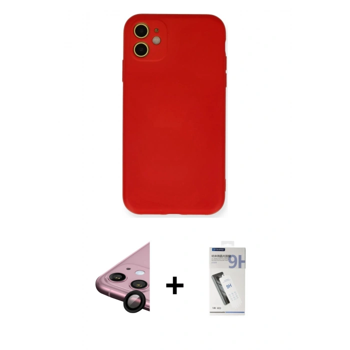 MARSİLYAN™- iPhone 11 Kılıf Ahenk Serisi - Şeffaf Uv Polymer Nano Ekran Koruyucu + Raze Metal Kamera Lens - SH