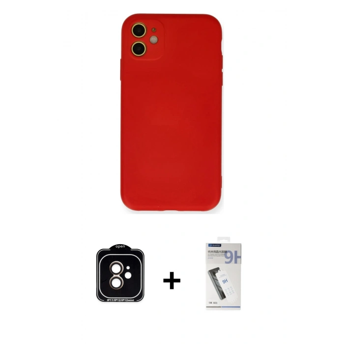 MARSİLYAN™- iPhone 11 Kılıf Ahenk Serisi - Şeffaf Uv Polymer Nano Ekran Koruyucu + PVD Metal Kamera Lens - TU