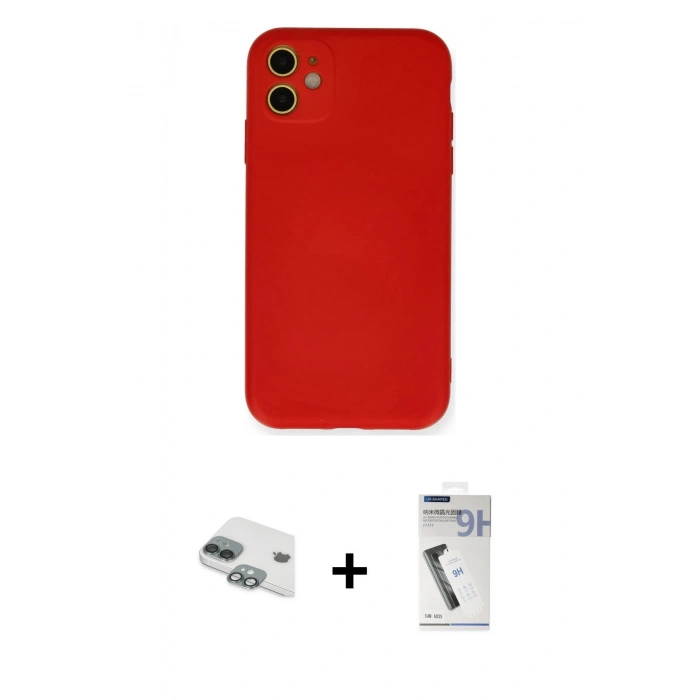 MARSİLYAN™- iPhone 11 Kılıf Ahenk Serisi - Şeffaf Uv Polymer Nano Ekran Koruyucu + Pers Alüminyum Kamera Lens - YL