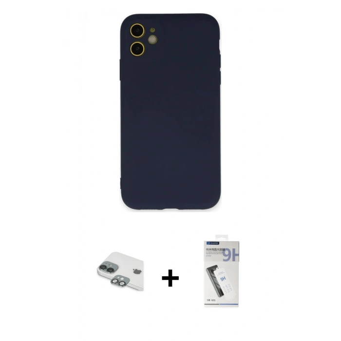 MARSİLYAN™- iPhone 11 Kılıf Ahenk Serisi - Şeffaf Uv Polymer Nano Ekran Koruyucu + Pers Alüminyum Kamera Lens - YL