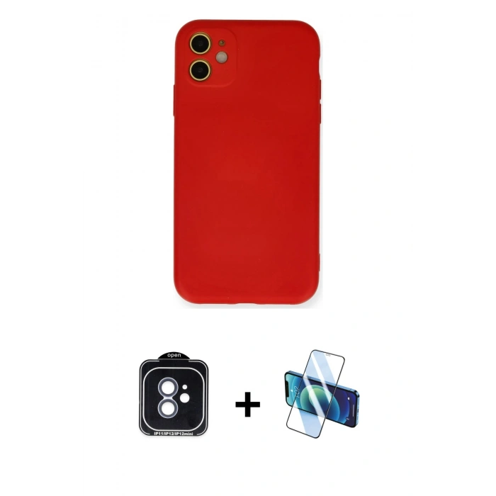 MARSİLYAN™- iPhone 11 Kılıf Ahenk Serisi - Siyah 3D Antistatik Seramik Nano Ekran Koruyucu + PVD Metal Kamera Lens - MI