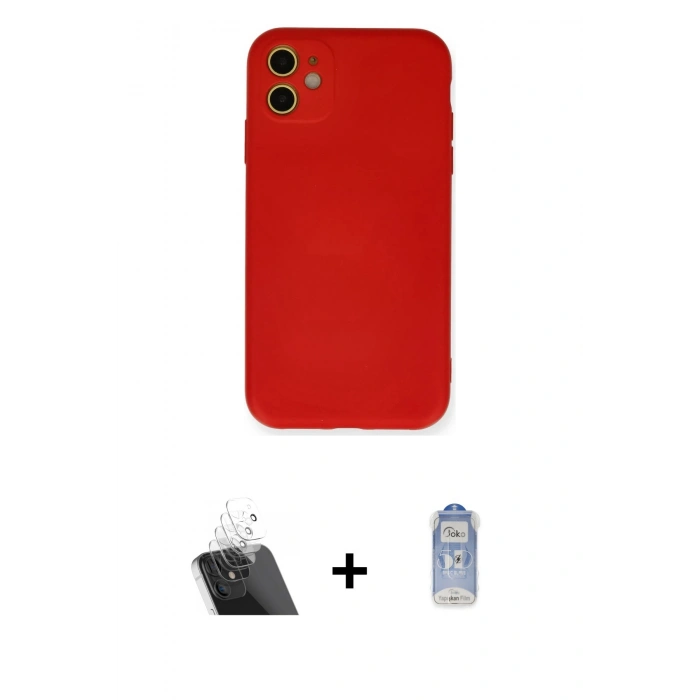 MARSİLYAN™- iPhone 11 Kılıf Ahenk Serisi - Siyah Joko Magic 5D Cam + Kamera Lens Koruma Cam - SF