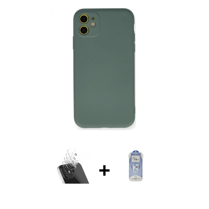 MARSİLYAN™- iPhone 11 Kılıf Ahenk Serisi - Siyah Joko Magic 5D Cam + Kamera Lens Koruma Cam - SF