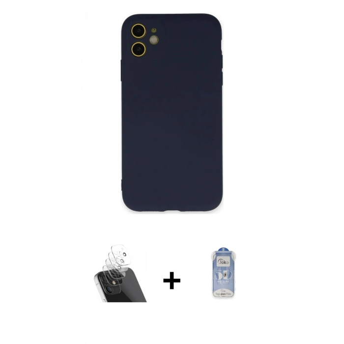 MARSİLYAN™- iPhone 11 Kılıf Ahenk Serisi - Siyah Joko Magic 5D Cam + Kamera Lens Koruma Cam - SF