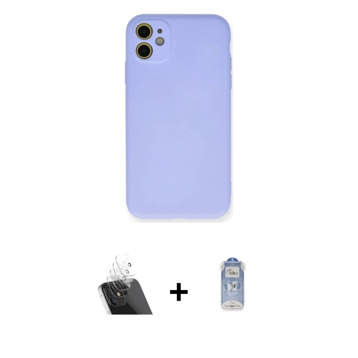MARSİLYAN™- iPhone 11 Kılıf Ahenk Serisi - Siyah Joko Magic 5D Cam + Kamera Lens Koruma Cam - SF