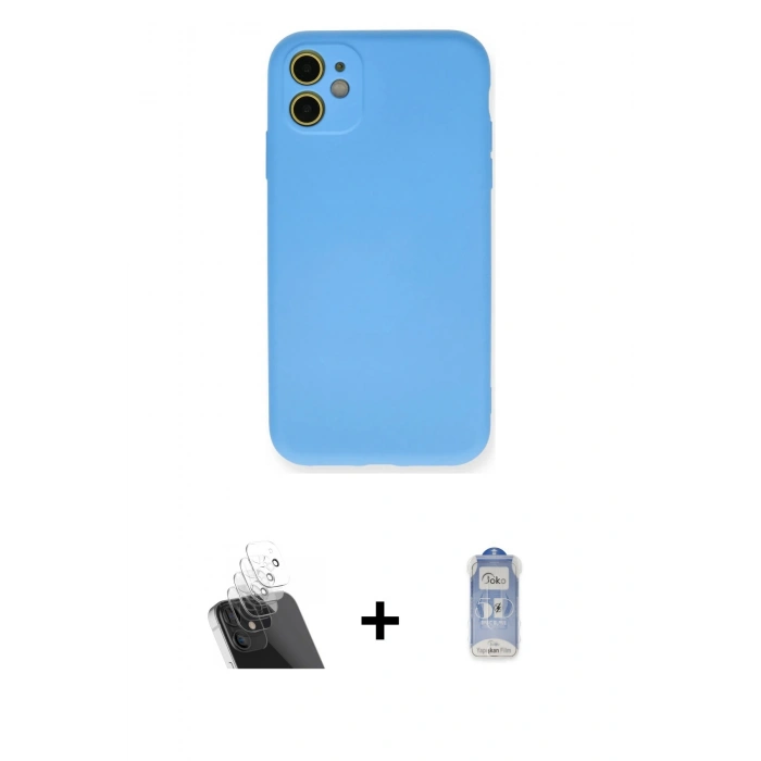 MARSİLYAN™- iPhone 11 Kılıf Ahenk Serisi - Siyah Joko Magic 5D Cam + Kamera Lens Koruma Cam - SF