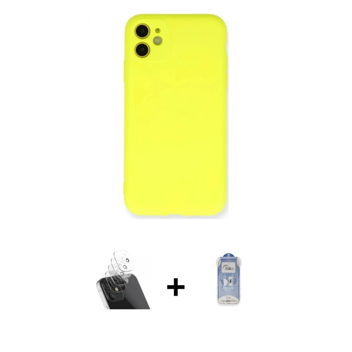 MARSİLYAN™- iPhone 11 Kılıf Ahenk Serisi - Siyah Joko Magic 5D Cam + Kamera Lens Koruma Cam - SF