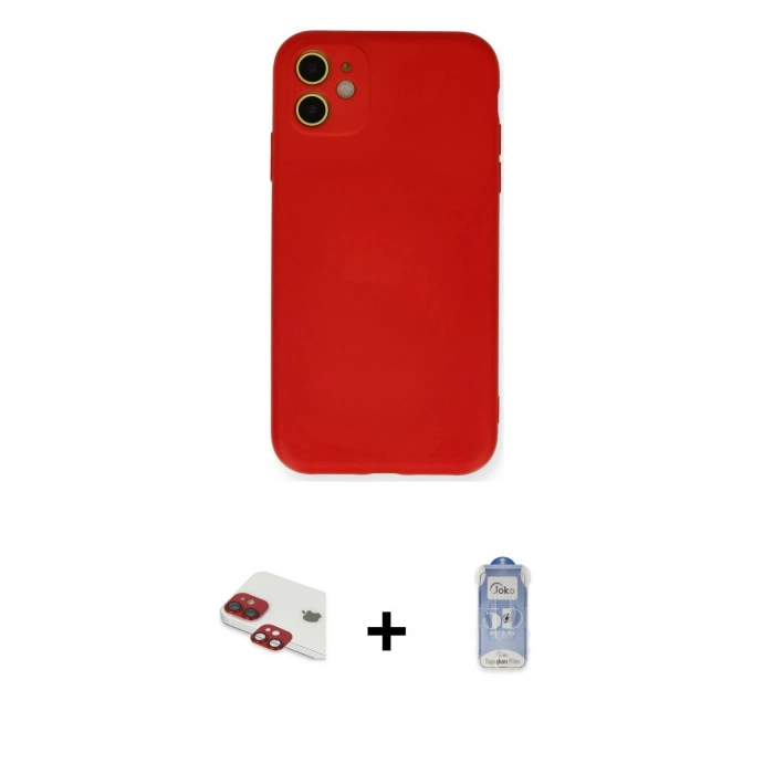 MARSİLYAN™- iPhone 11 Kılıf Ahenk Serisi - Siyah Joko Magic 5D Cam + Pers Alüminyum Kamera Lens - KI