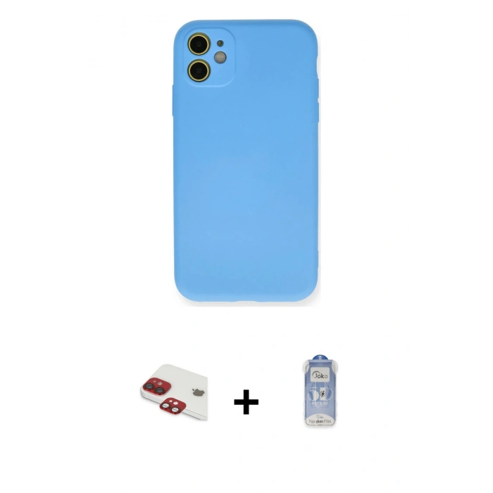 MARSİLYAN™- iPhone 11 Kılıf Ahenk Serisi - Siyah Joko Magic 5D Cam + Pers Alüminyum Kamera Lens - KI