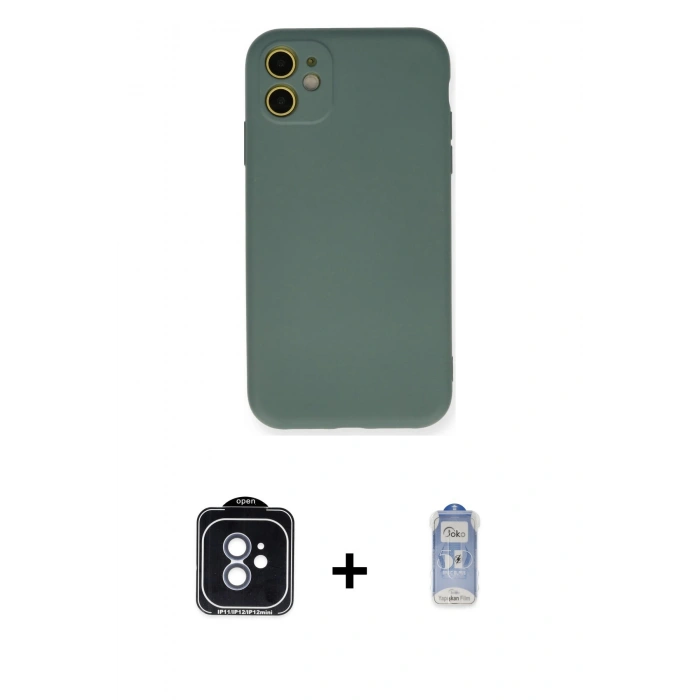 MARSİLYAN™- iPhone 11 Kılıf Ahenk Serisi - Siyah Joko Magic 5D Cam + PVD Metal Kamera Lens - MI