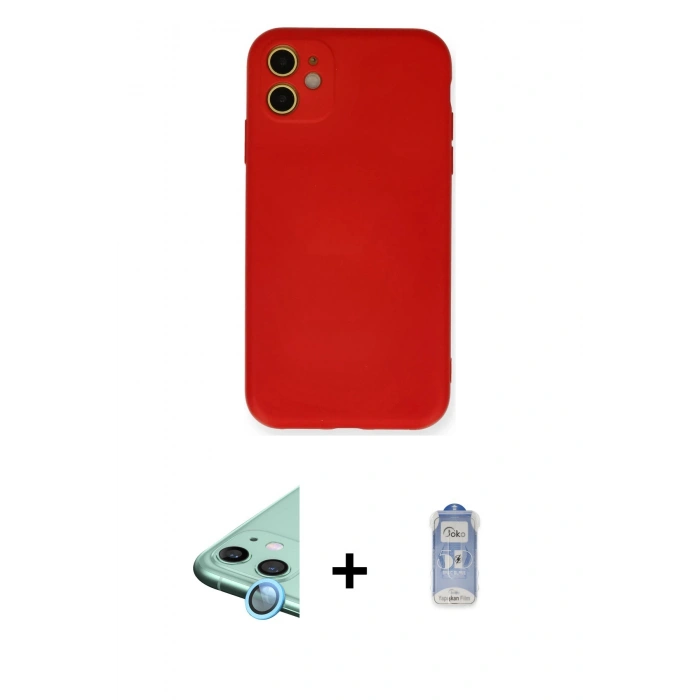 MARSİLYAN™- iPhone 11 Kılıf Ahenk Serisi - Siyah Joko Magic 5D Cam + Raze Metal Kamera Lens - MI
