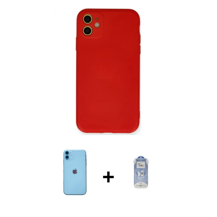 MARSİLYAN™- iPhone 11 Kılıf Ahenk Serisi - Siyah Joko Magic 5D Cam + Neon Fosforlu Kamera Lens - MI