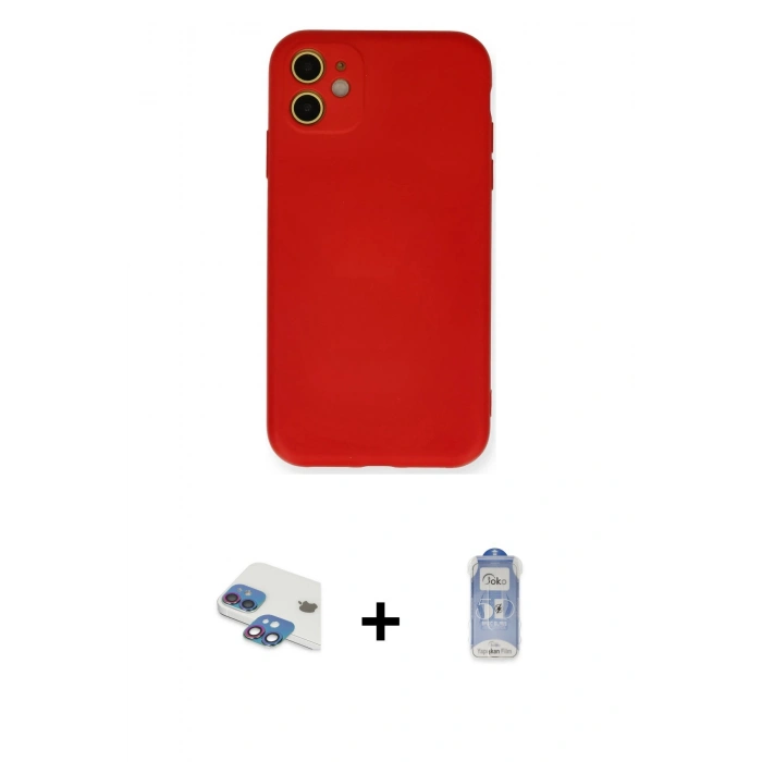 MARSİLYAN™- iPhone 11 Kılıf Ahenk Serisi - Siyah Joko Magic 5D Cam + Pers Alüminyum Kamera Lens - GI