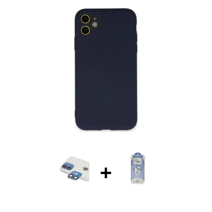 MARSİLYAN™- iPhone 11 Kılıf Ahenk Serisi - Siyah Joko Magic 5D Cam + Pers Alüminyum Kamera Lens - GI
