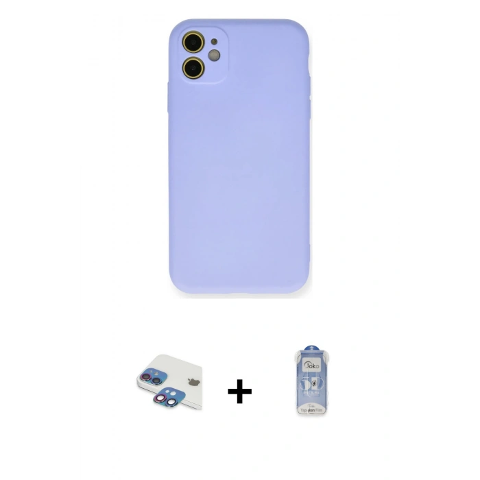 MARSİLYAN™- iPhone 11 Kılıf Ahenk Serisi - Siyah Joko Magic 5D Cam + Pers Alüminyum Kamera Lens - GI