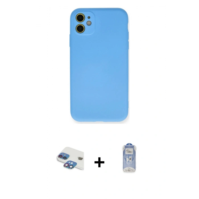 MARSİLYAN™- iPhone 11 Kılıf Ahenk Serisi - Siyah Joko Magic 5D Cam + Pers Alüminyum Kamera Lens - GI
