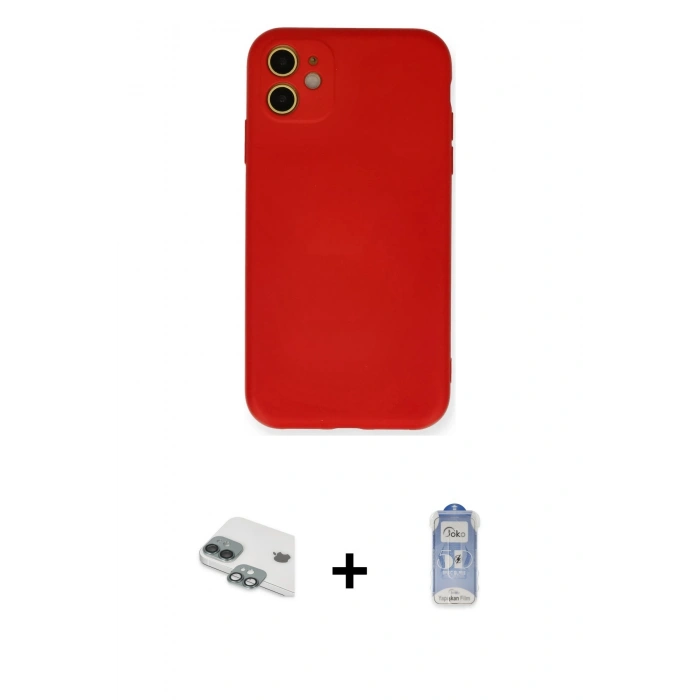 MARSİLYAN™- iPhone 11 Kılıf Ahenk Serisi - Siyah Joko Magic 5D Cam + Pers Alüminyum Kamera Lens - YL
