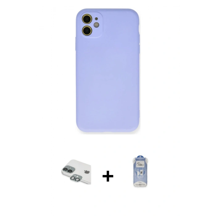MARSİLYAN™- iPhone 11 Kılıf Ahenk Serisi - Siyah Joko Magic 5D Cam + Pers Alüminyum Kamera Lens - YL