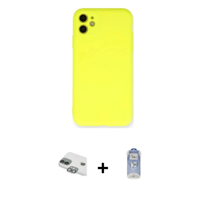 MARSİLYAN™- iPhone 11 Kılıf Ahenk Serisi - Siyah Joko Magic 5D Cam + Pers Alüminyum Kamera Lens - YL