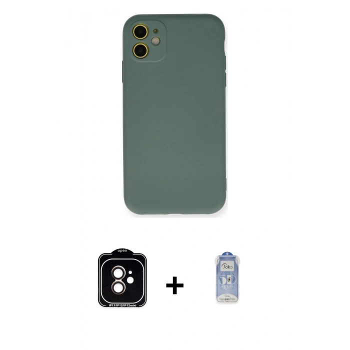 MARSİLYAN™- iPhone 11 Kılıf Ahenk Serisi - Siyah Joko Magic 5D Cam + PVD Metal Kamera Lens - TU