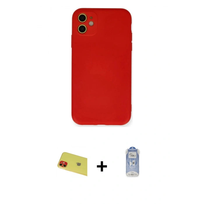MARSİLYAN™- iPhone 11 Kılıf Ahenk Serisi - Siyah Joko Magic 5D Cam + Rainbow Kamera Lens Koruma Cam - KI