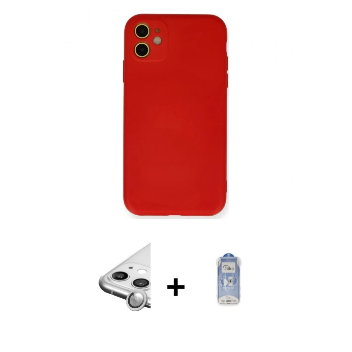 MARSİLYAN™- iPhone 11 Kılıf Ahenk Serisi - Siyah Joko Magic 5D Cam + Raze Metal Kamera Lens - GS