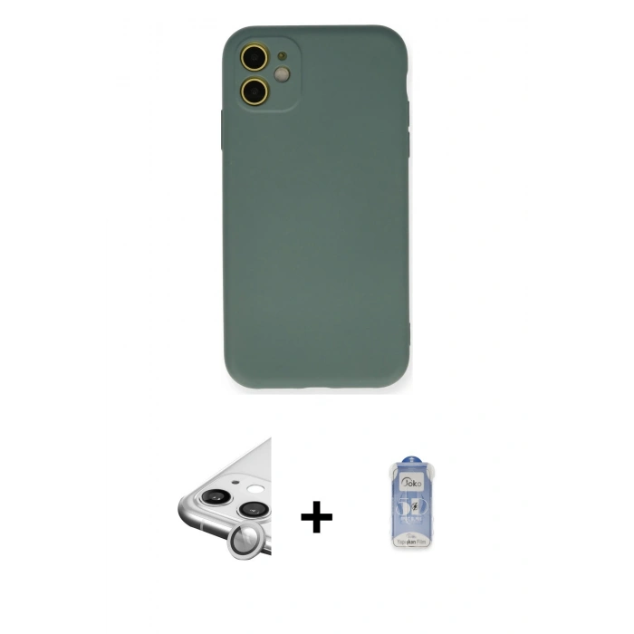 MARSİLYAN™- iPhone 11 Kılıf Ahenk Serisi - Siyah Joko Magic 5D Cam + Raze Metal Kamera Lens - GS